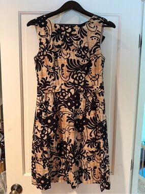 Tabitha from Anthropologie Sleeveless Floral Print Beige and Black Dress